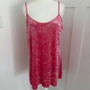 Angelique Y2K Floral Burnout Velvet Slip Dress Sz L Pink Satin Trim Pink *E17